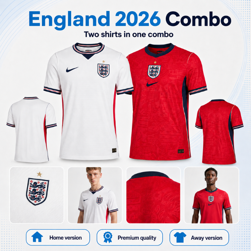 England 2026 Football Shirt Combo (Home + Away)