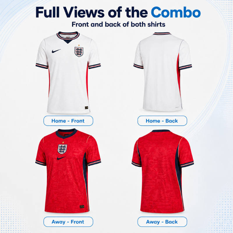 England 2026 Football Shirt Combo (Home + Away)