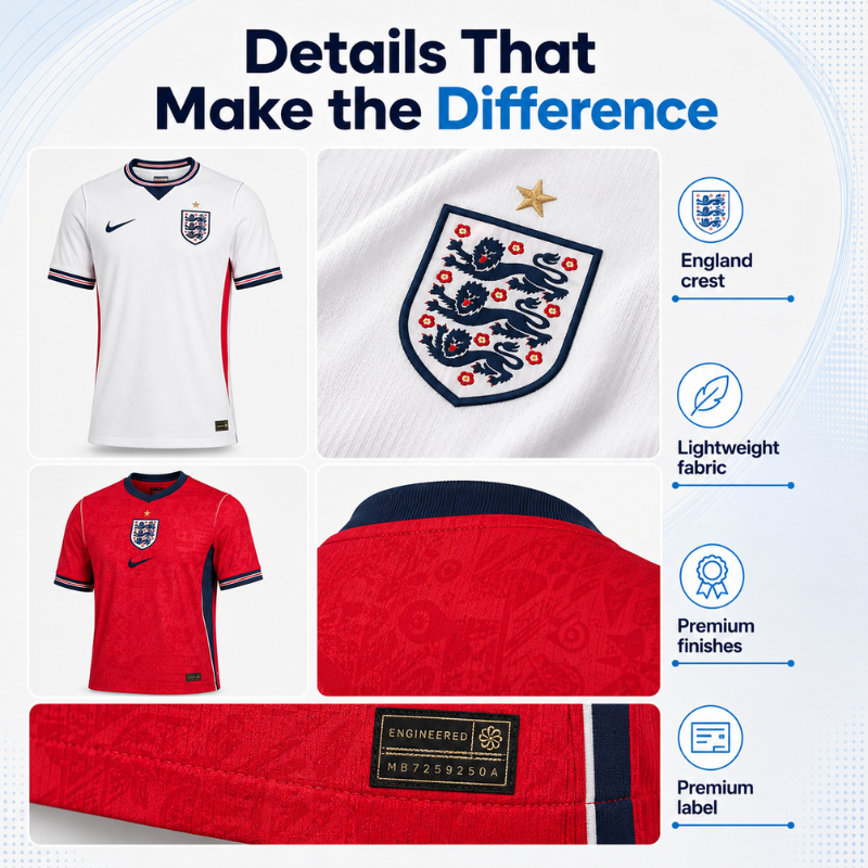 England 2026 Football Shirt Combo (Home + Away)