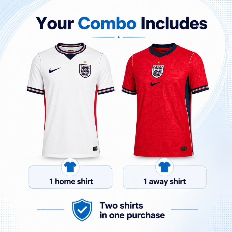 England 2026 Football Shirt Combo (Home + Away)