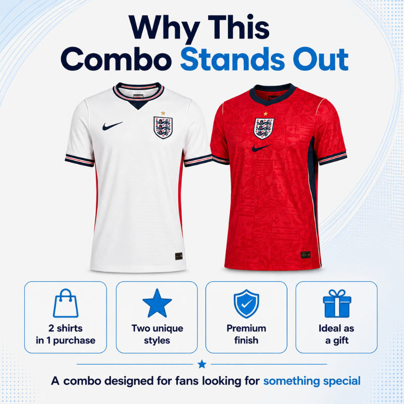England 2026 Football Shirt Combo (Home + Away)