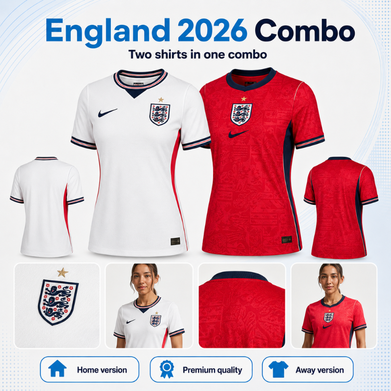 England 2026 Football Shirt Combo (Home + Away)